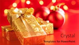  Presentation with gold red - Presentation theme having gold-christmas-gift background and a red colored foreground