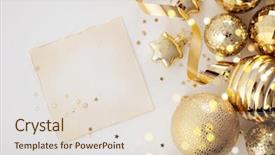 Presentation with gold frame - Cool new PPT theme with gold christmas ornaments frame background backdrop and a lemonade colored foreground