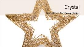  Presentation with gold star - Cool new slide deck with gold christmas star isolated backdrop and a coral colored foreground