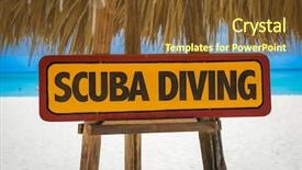  Presentation with scuba diving - Colorful PPT theme enhanced with gold coast australia - scuba diving sign with beach backdrop and a tawny brown colored foreground