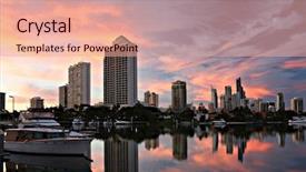  Presentation with dawn - Amazing slides having gold coast australia - surfers paradise at dawn backdrop and a coral colored foreground