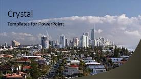  Presentation with paradise - Cool new PPT theme with gold coast australia - surfers paradise skyline from magic backdrop and a seafoam green colored foreground