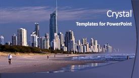 Presentation with paradise - Colorful slide deck enhanced with gold coast australia - surfers paradise backdrop and a ocean colored foreground