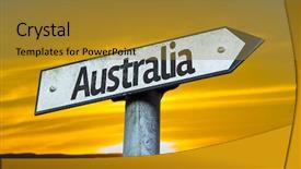  Presentation with australia - Beautiful PPT theme featuring gold coast holiday lifestyle - australia sign with a sunset backdrop and a gold colored foreground