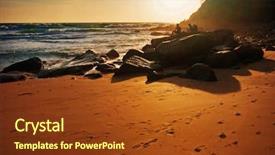 Presentation with tropical beach sunset - PPT theme having gold coast holiday lifestyle - dreamy tropical sunset surin beach background and a tawny brown colored foreground