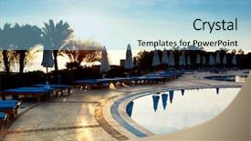  Presentation with early childhood brain development - Presentation design enhanced with gold coast holiday lifestyle - early morning pool background and a light blue colored foreground