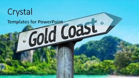  Presentation with australia - Slide set featuring gold coast sign background and a light blue colored foreground