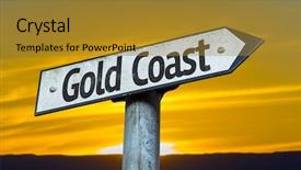  Presentation with gold dollar sign - Slides having gold coast sign background and a gold colored foreground