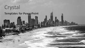  Presentation with tourists - Slide deck with gold-coast-with-a-beach background and a light gray colored foreground