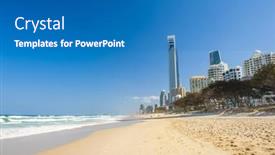  Presentation with queensland - Slide set with gold-coast-with-a-surfers background and a teal colored foreground