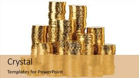  Presentation with white gold - Amazing presentation theme having gold coin stack isolated backdrop and a yellow colored foreground