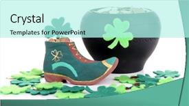  Presentation with saint patrick day - Slide set with gold coins and clover leaves background and a arctic colored foreground