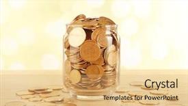  Presentation with bottle - Colorful presentation theme enhanced with gold coins in glass bottle backdrop and a yellow colored foreground