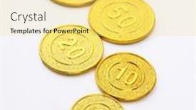  Presentation with white gold - Theme consisting of gold-coins-of-different-values background and a yellow colored foreground