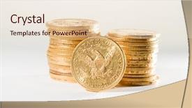  Presentation with soft gold of light - Beautiful PPT theme featuring gold coins over light background backdrop and a lemonade colored foreground