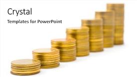  Presentation with white gold - Presentation theme with gold coins staircase isolated background and a  colored foreground