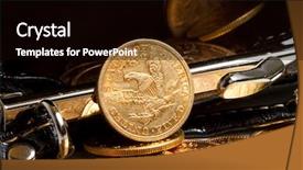  Presentation with treasure gold - Cool new presentation theme with gold coins treasure in purse backdrop and a black colored foreground