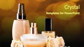  Presentation with festive - Slides with gold color - cosmetics and roses on bright background and a tawny brown colored foreground