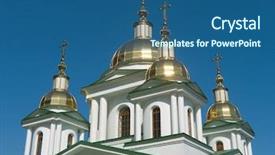 Presentation with church blue - Presentation theme having gold crosses and domes background and a  colored foreground