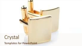  Presentation with teamwork gold chain link - PPT theme with gold cuff links on white background and a lemonade colored foreground