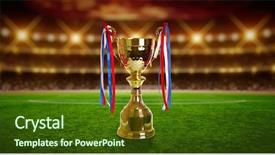  Presentation with soft gold of light - Amazing PPT theme having gold cup on light background backdrop and a tawny brown colored foreground