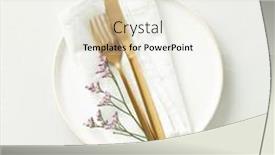  Presentation with gold design - PPT theme featuring gold-cutlery-with-eucalyptus-branches background and a sky blue colored foreground