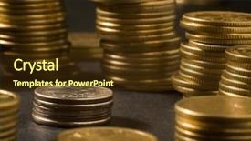  Presentation with bank - Presentation theme featuring gold depot bank - many money background and a  colored foreground