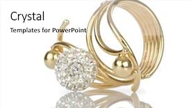  Presentation with ring diamond jewelry - PPT layouts having gold diamond jewelry - ring isolated on white background background and a  colored foreground