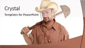  Presentation with treasure gold - Audience pleasing slides consisting of gold digger - adventurer treasure hunter with spade backdrop and a white colored foreground