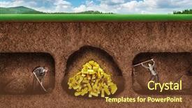  Presentation with treasure gold - Presentation theme consisting of gold digger - business people dig a tunnel background and a tawny brown colored foreground