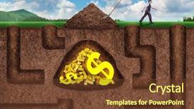  Presentation with people lost money fired businessman - Audience pleasing slide set consisting of gold digger - businessman gives up before getting backdrop and a tawny brown colored foreground