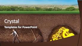  Presentation with people lost money fired businessman - Audience pleasing presentation design consisting of gold digger - businessman gives up before reaching backdrop and a tawny brown colored foreground