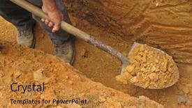  Presentation with construction digging - Presentation theme featuring gold digger - digging a trench background and a gold colored foreground