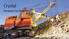  Presentation with ore - Colorful presentation design enhanced with gold digger - excavator works with granite backdrop and a light blue colored foreground