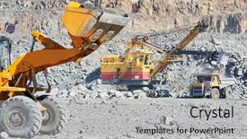  Presentation with quarry mining - Amazing presentation having gold digger - heavy wheel loader extracting granite backdrop and a light gray colored foreground