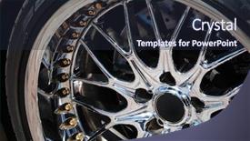  Presentation with wheel robot explorer rescues - PPT theme consisting of gold disc - closeup the chromeplated rim background and a wine colored foreground