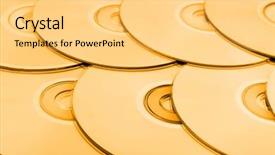  Presentation with abstract technology engineering and science - Presentation design enhanced with gold disc - computer cd background abstract technology background and a yellow colored foreground