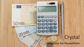  Presentation with pen - Theme enhanced with gold disc - money with pen and pocket background and a coral colored foreground