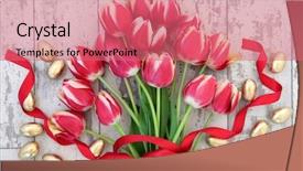  Presentation with red gold - Colorful presentation design enhanced with gold easter eggs with red backdrop and a coral colored foreground