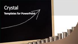  Presentation with database diagram - Cool new PPT theme with gold economic analysis - coins diagram backdrop and a  colored foreground