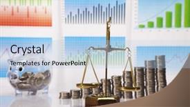  Presentation with diagram - Audience pleasing theme consisting of gold economic analysis - financial success concept coins diagram backdrop and a light blue colored foreground