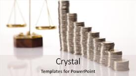  Presentation with diagram - Theme featuring gold economic analysis - financial success concept coins diagram background and a soft green colored foreground