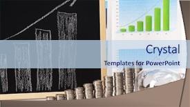  Presentation with accounting financial bank banking account - Beautiful slides featuring gold economic analysis - piggy bank on a coins backdrop and a sky blue colored foreground