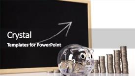  Presentation with diagram - Audience pleasing theme consisting of gold economic analysis - piggy bank on a coins backdrop and a black colored foreground