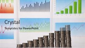  Presentation with team organisation chart - Cool new slides with gold economic analysis - rising coin chart backdrop and a light blue colored foreground