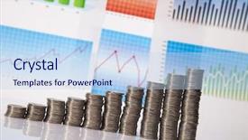  Presentation with gant chart - Beautiful PPT layouts featuring gold economic analysis - rising coin chart backdrop and a sky blue colored foreground