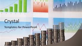  Presentation with rising star - Slide set consisting of gold economic analysis - rising coins background and a light blue colored foreground