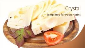  Presentation with wooden floor and gold frame - Slide deck with gold edam cheese sliced background and a  colored foreground