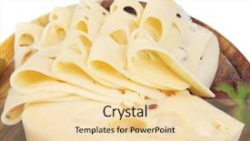  Presentation with white cheese - Cool new PPT theme with gold edam cheese sliced on wooden platter with olives and tomato isolated over white background backdrop and a lemonade colored foreground