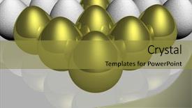  Presentation with gold egg - Presentation theme having gold egg among of some glass background and a gold colored foreground